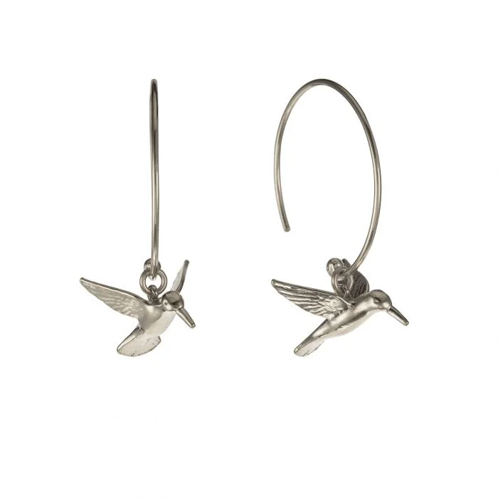 Sterling Silver Hoop Earrings - "Hummingbird"