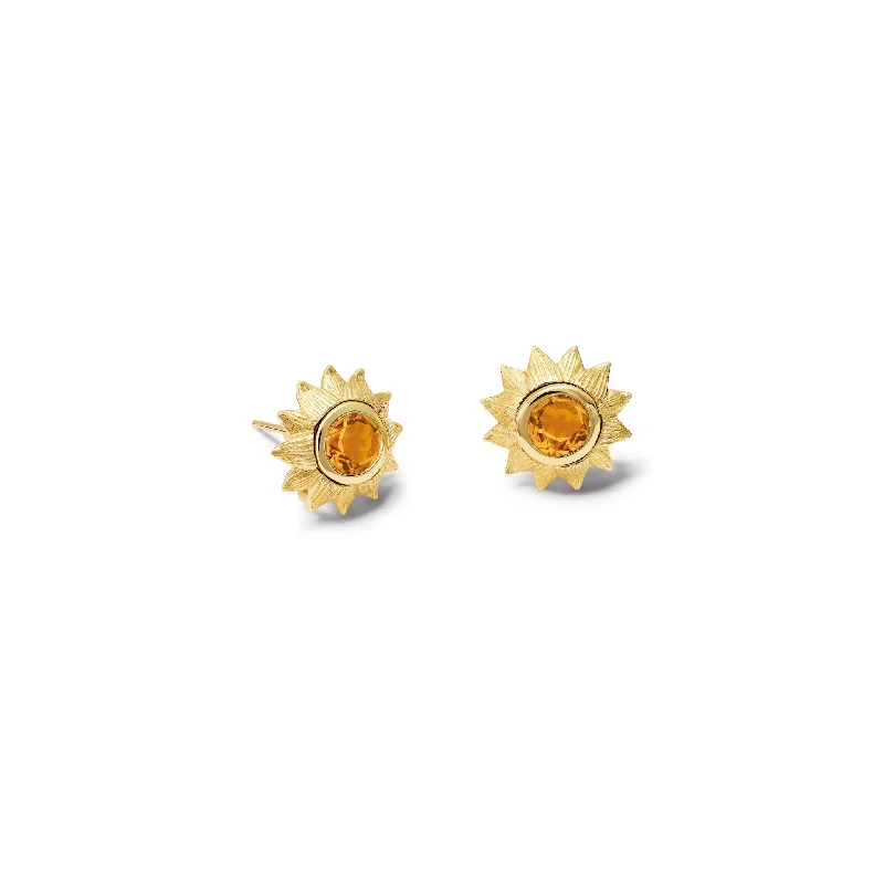 Sunflower Earring Halos Yellow Gold