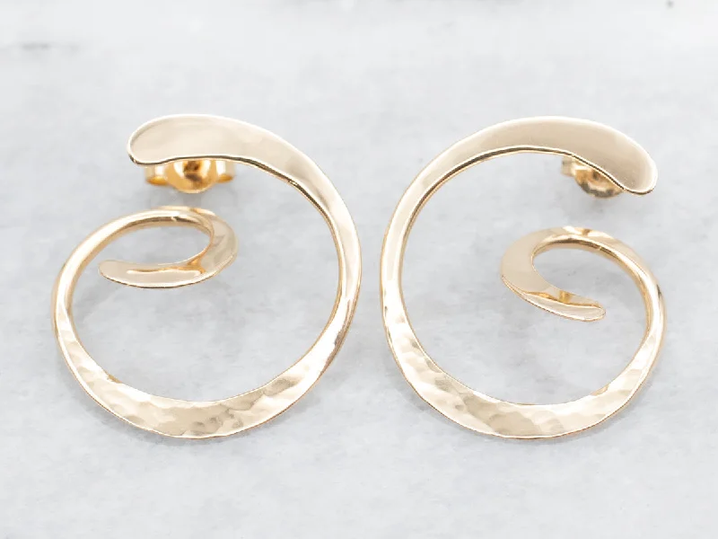 Swirling Gold Stud Earrings