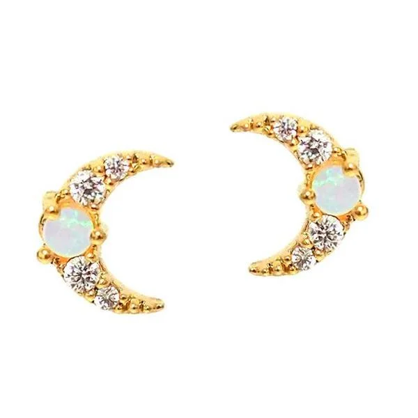 TAI MOON STUD EARRINGS WITH OPAL CENTER