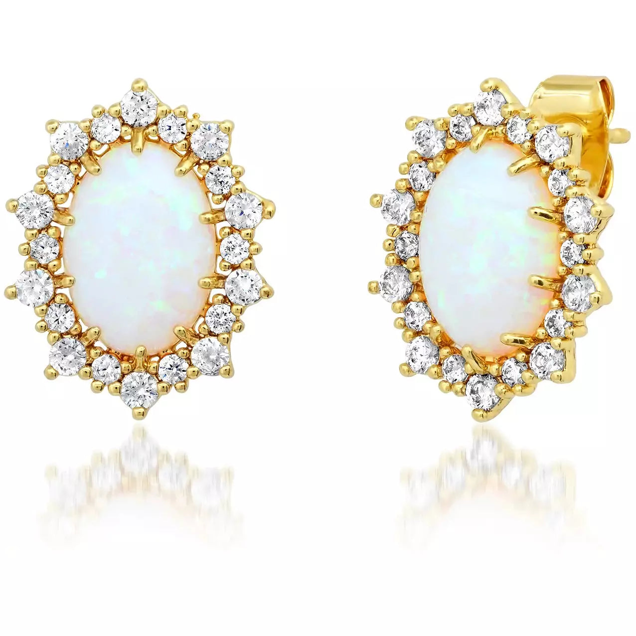 TAI Opal  and CZ  Stud Earrings