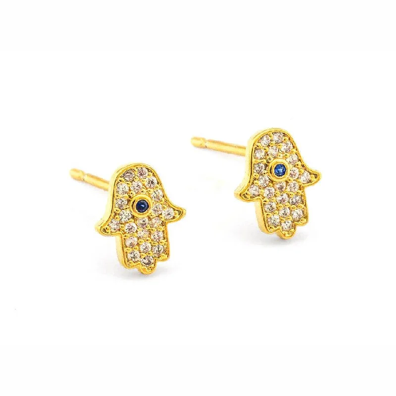 TAI Pave Mini Hamsa CZ Stud Earrings