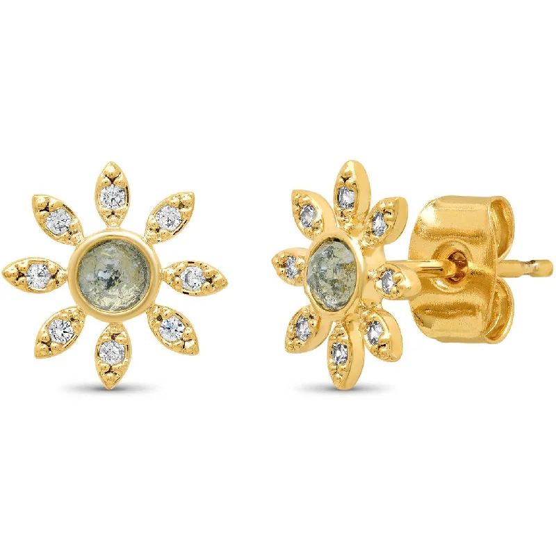 TAI ROCK CRYSTAL FLOWER STUD EARRINGS