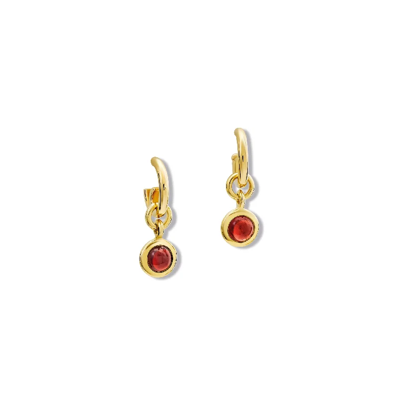 Talya Earring Drops Yellow Gold - Garnet