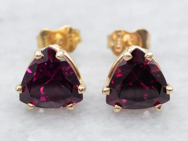 Trillion Cut Pink Tourmaline Stud Earrings