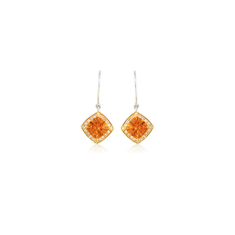 Pietra Collection Petite Citrine and Diamond Two-Tone Earrings