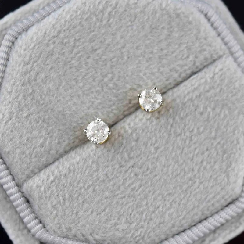 Vintage 10K Gold .30 CTW Diamond Stud Earrings