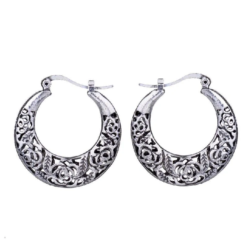 Vintage Silver Boho Hoop Earrings