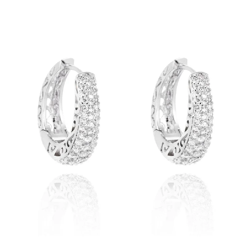 Silver Crystal Hoop Earrings