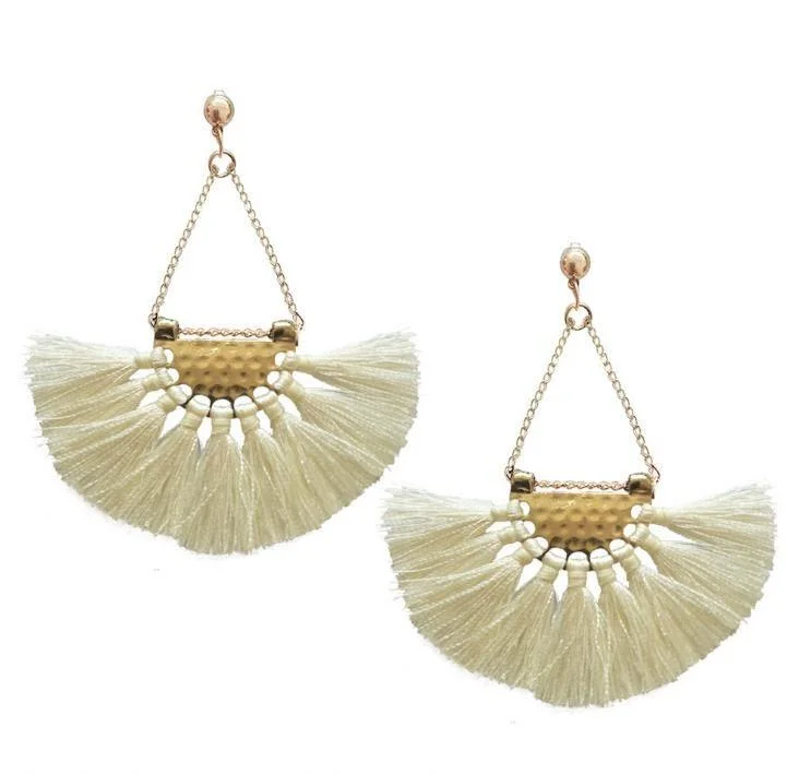 White Tassel Earrings