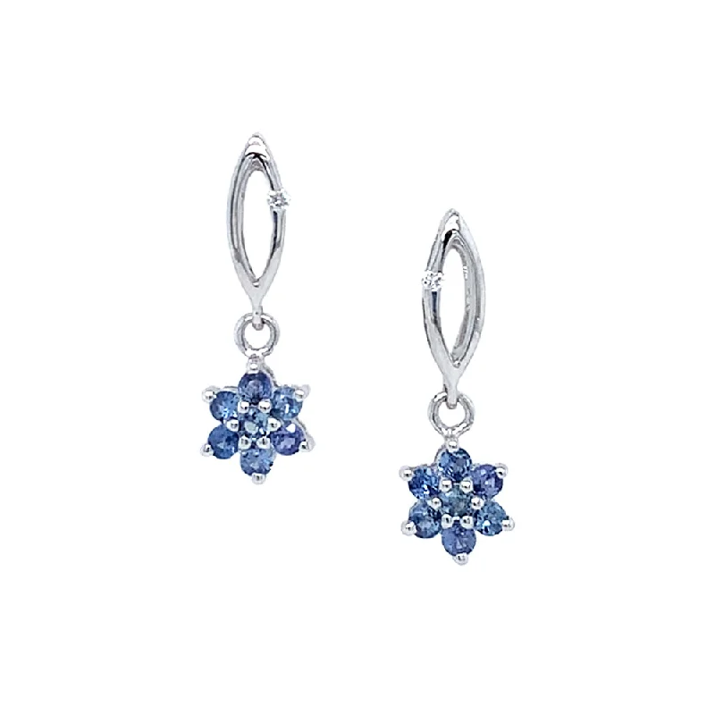 Yogo Sapphire & Diamond Earrings - "Little Flowers"