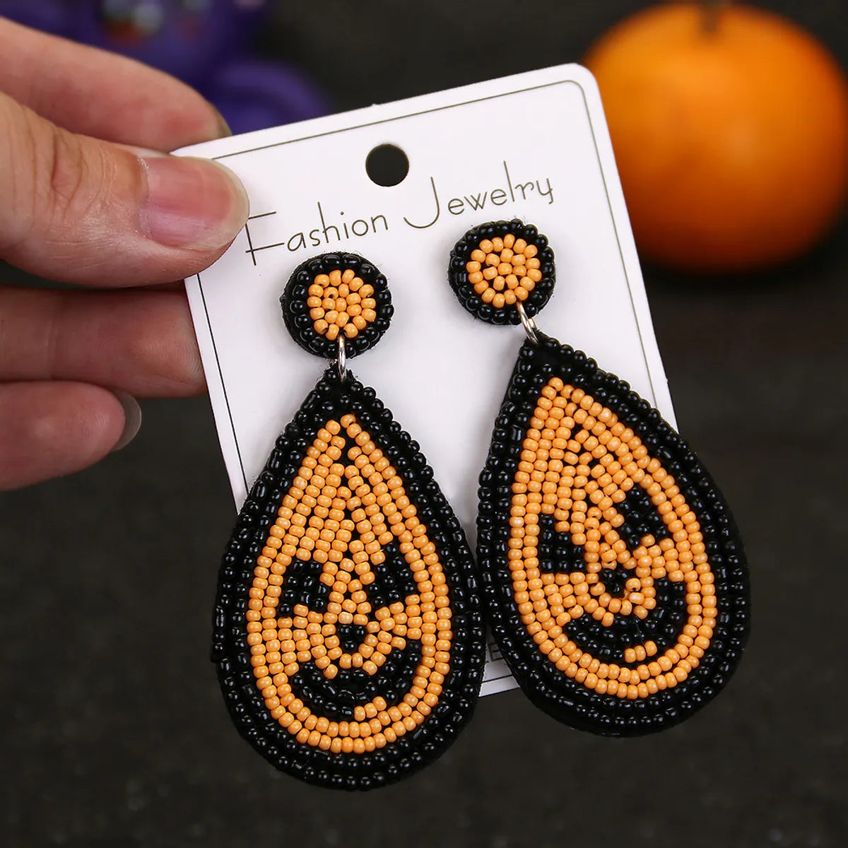 Drop-Shaped Devil Beaded Earrings