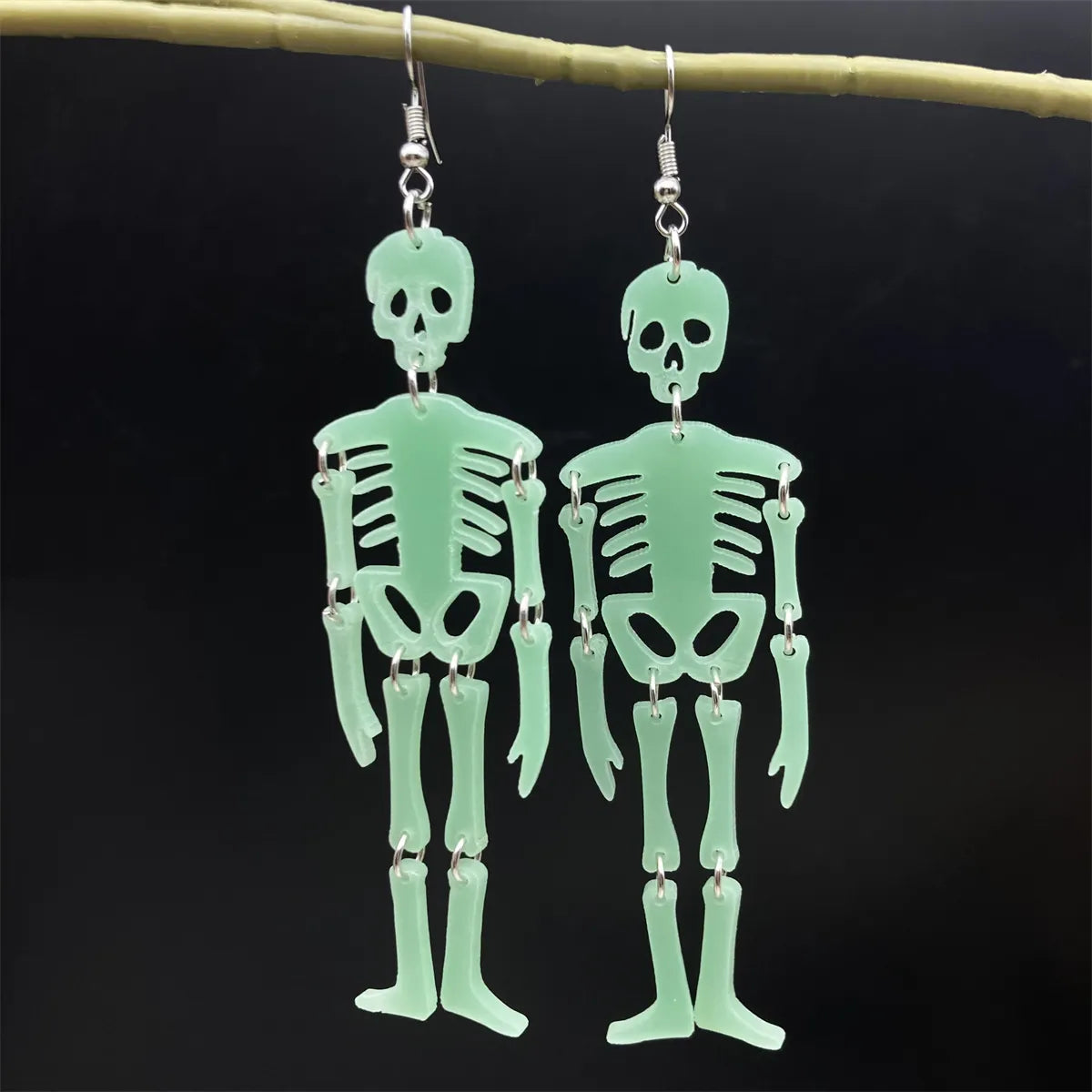 1 Pair Hip-Hop Funny Classic Style Skeleton Skull Printing Three-Dimensional Arylic Drop Earrings