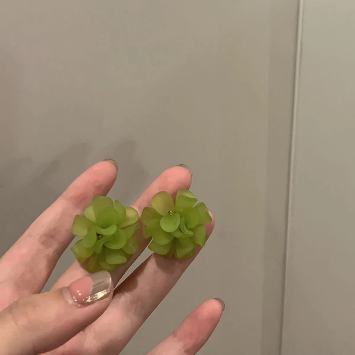 Green Flower Stud Earrings