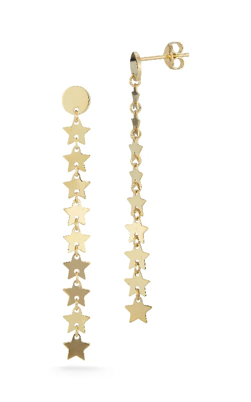 14K Gold Star Drop Earrings