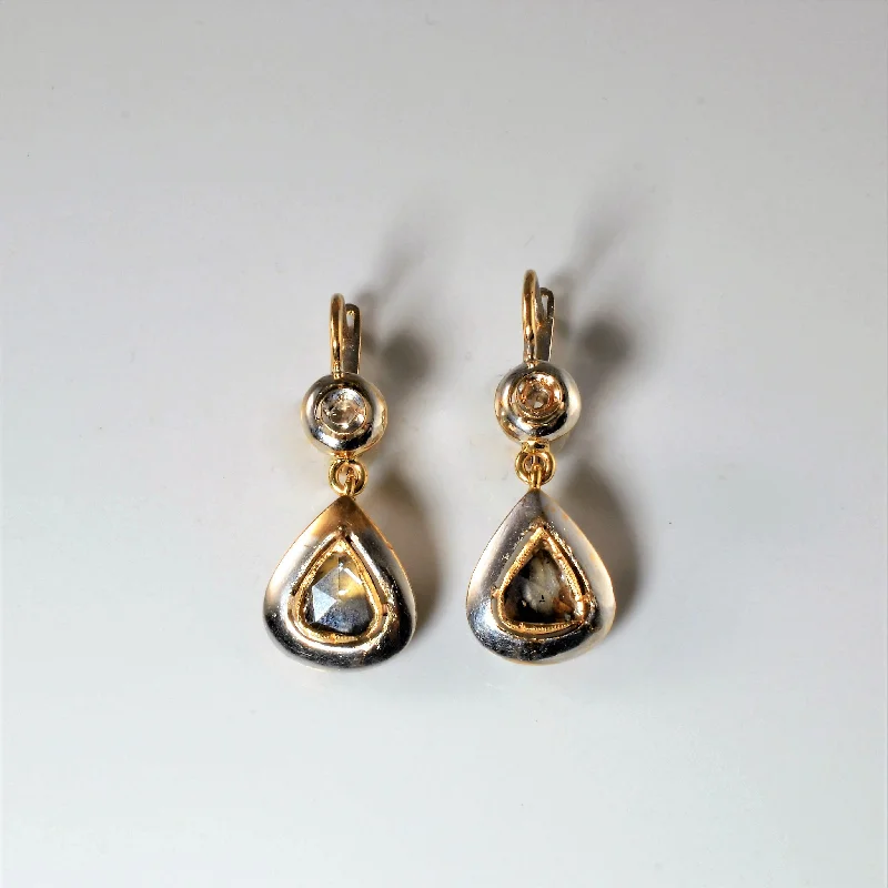 Victorian Rose and Table Cut Diamond Drop Earrings | 0.60ctw |