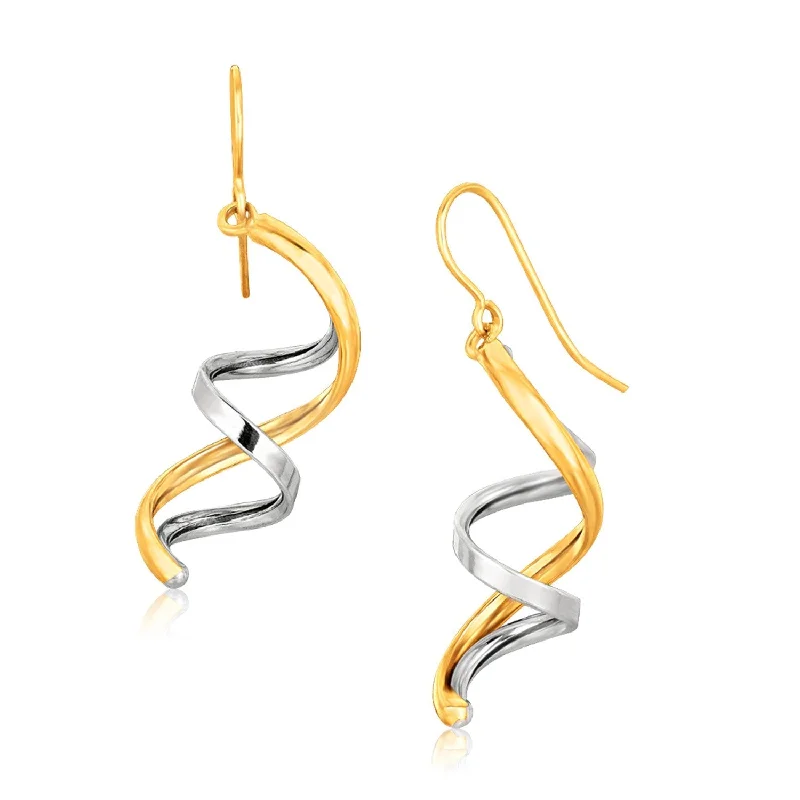 LOVCIA Luxury Classic 14k Two-Tone Gold Helix Drop Earrings