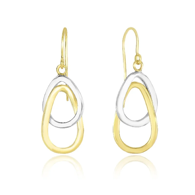 LOVCIA Luxury Dazzling 14k Two-Tone Gold Interwoven Teardrop Earrings