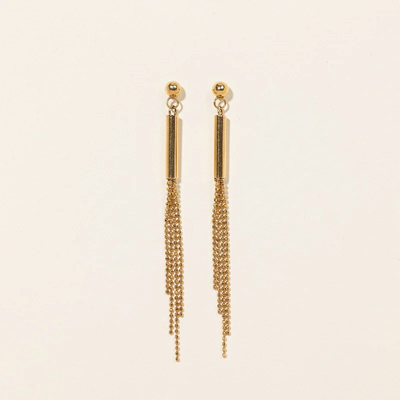 14k Yellow Gold Beaded Drop Earrings