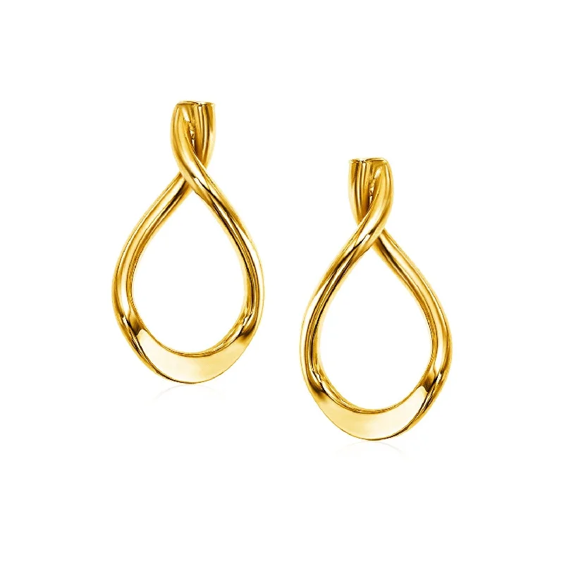 LOVCIA Luxury Glamorous 14k Yellow Gold Teardrop Earrings with Pushback Clasps