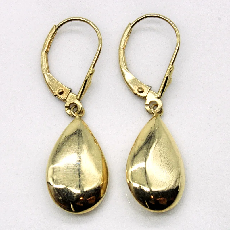 Yellow Gold Tear Drop Earrings |