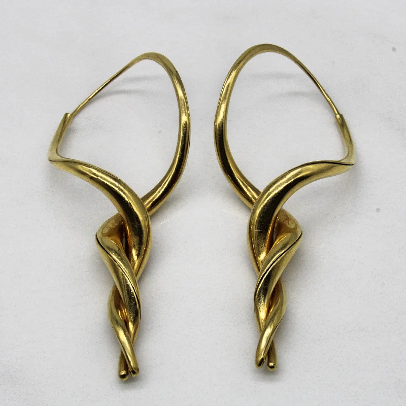 Yellow Gold Twist Drop Earrings |