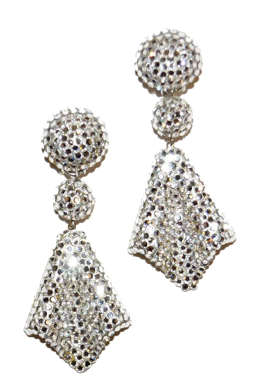 1980s Richard Kerr Rhinestone Drop Earrings