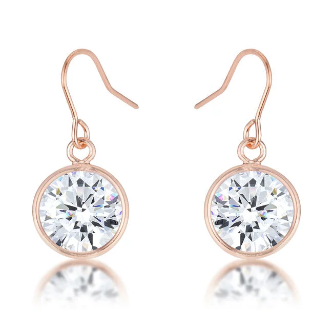 LOVCIA Elegant 5.5 Ct Rose Gold Cubic Zirconia Drop Earrings