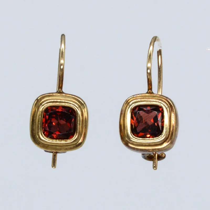 Square Garnet Wire Drop Earrings | 2.30ctw |