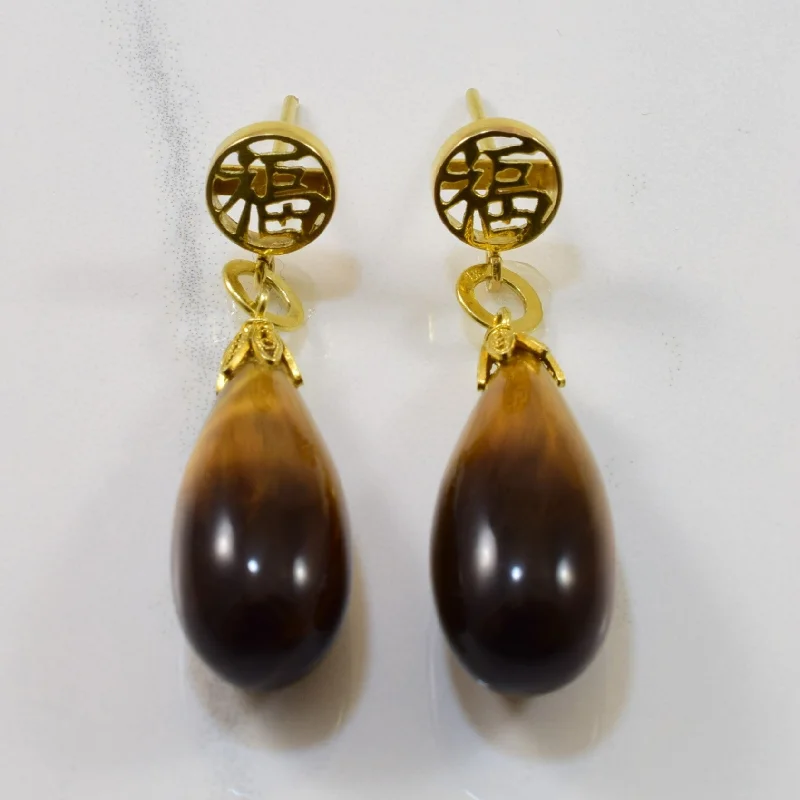 Tigers Eye Briolette Drop Earrings | 28.00ctw |