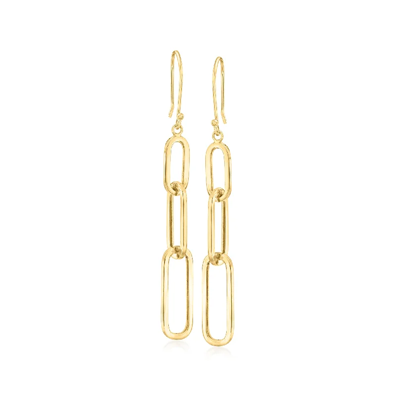 Canaria 10kt Yellow Gold Graduated Paper Clip Link Drop Earrings