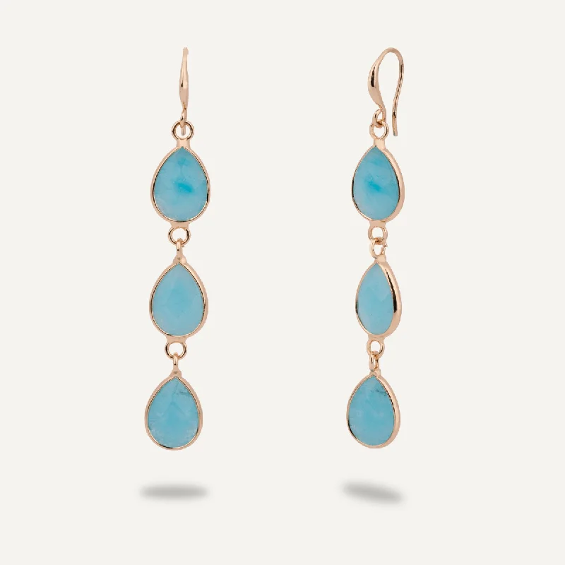 Cerulean Drop Earrings In Gold-Tone