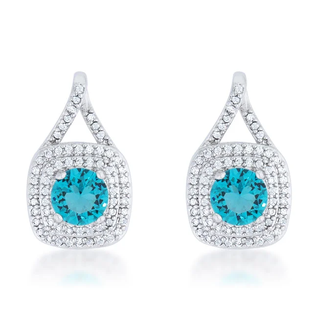 LOVCIA Elegant 2.3ct Aqua CZ Rhodium Vintage Drop Earrings