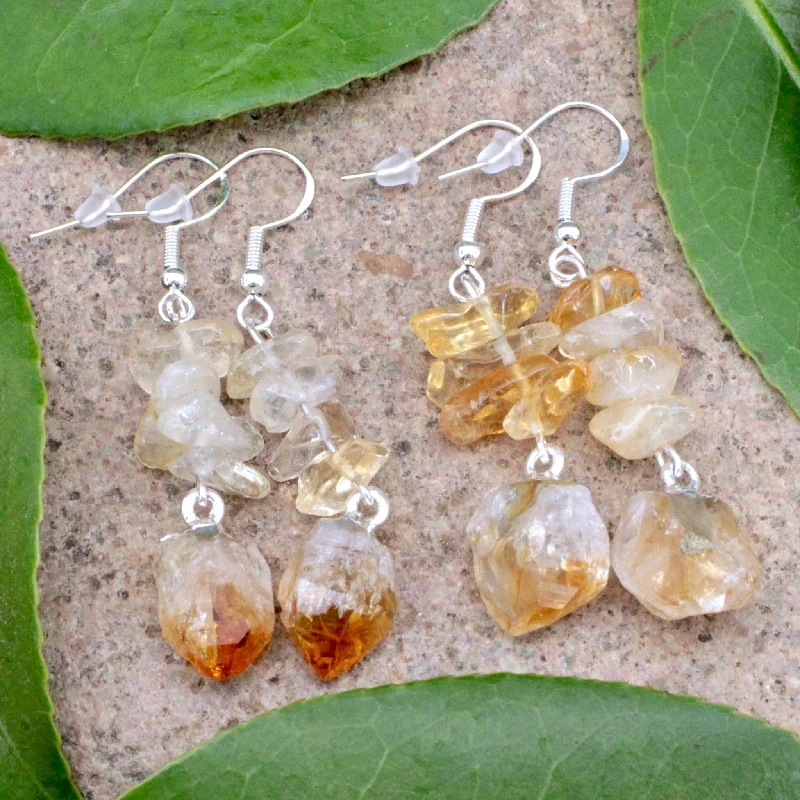 Citrine Chip and Drop Earrings