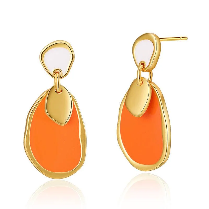 Classic Gold Plate Oil Dripping Drop Earrings