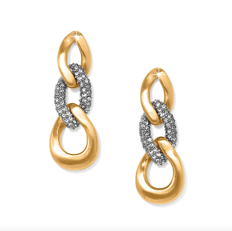 Cleo Pave Link Post Drop Earrings