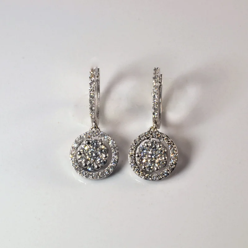 Diamond Cluster Drop Earrings | 0.74ctw |