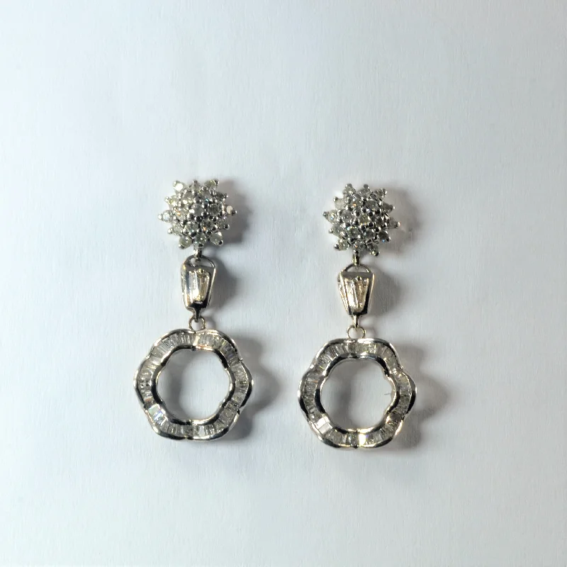 Multi Diamond Cluster Drop Earrings | 0.93ctw |