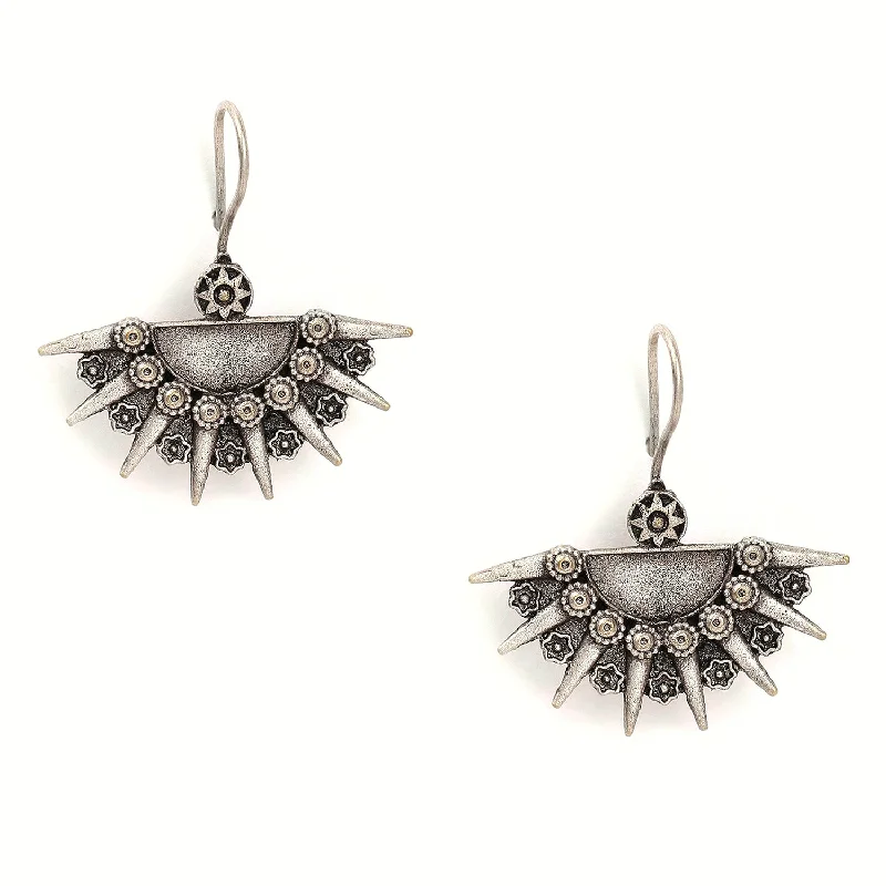 Crescent Shaped Silver-plated Drop Earrings