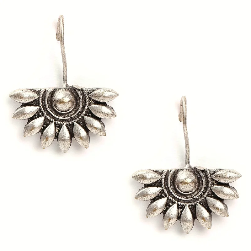 Crescent Shaped Silver-plated Drop Earrings