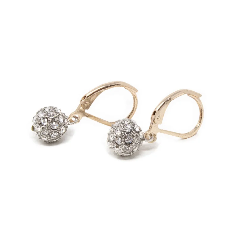 Crystal Ball Drop Earrings Rose Gold Plated