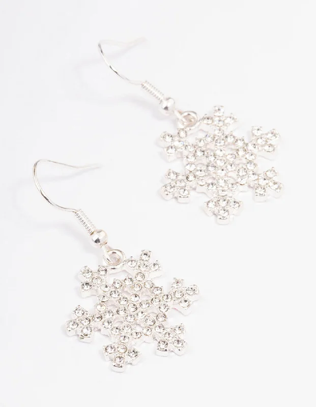 Diamante Snowflake Drop Earrings