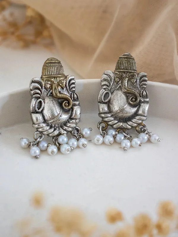 Divine Ganesha Pearl Drop Earrings