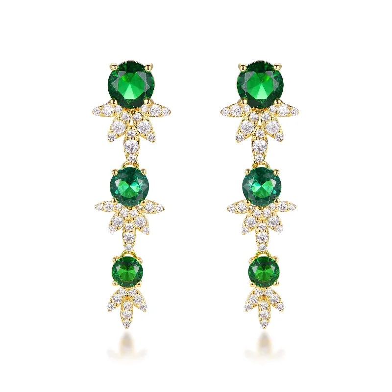 Emerald Cubic Zirconia Drop Earrings