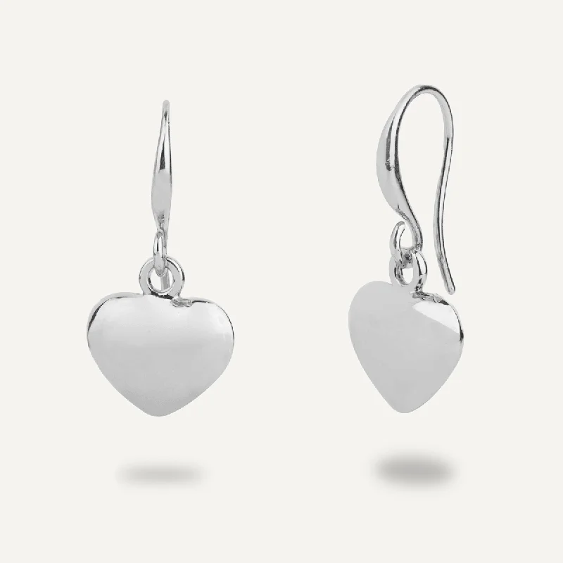 Emily Heart Drop Earrings In Silver-Tone