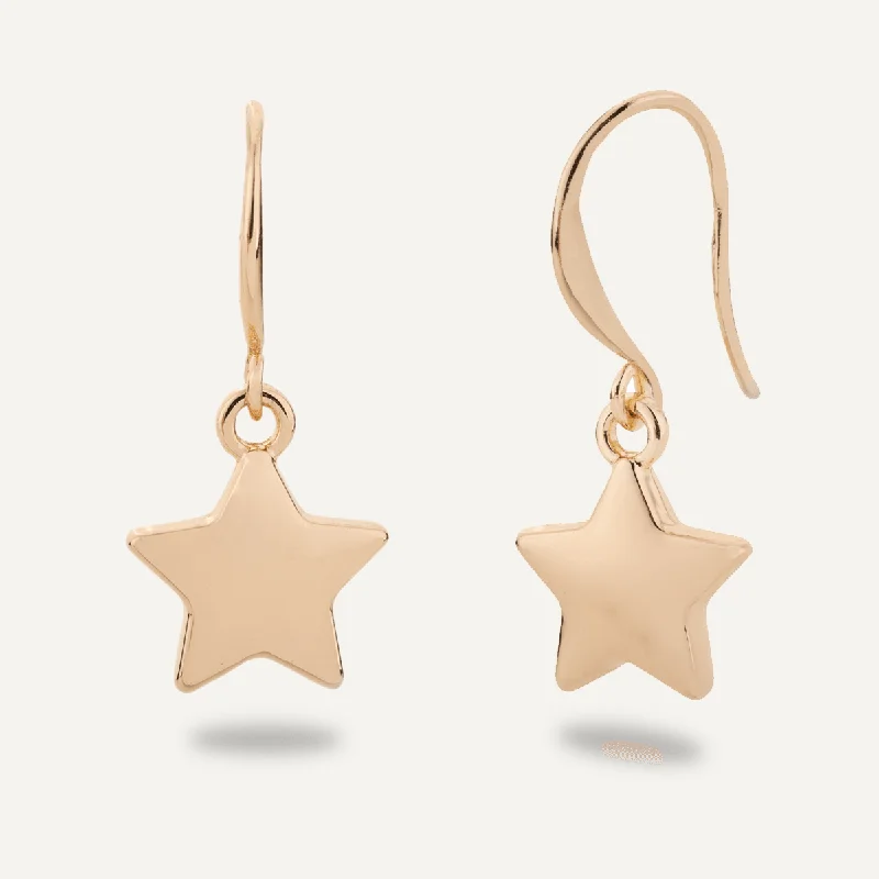 Emily Puffed Star Drop Earrings In Gold-Tone