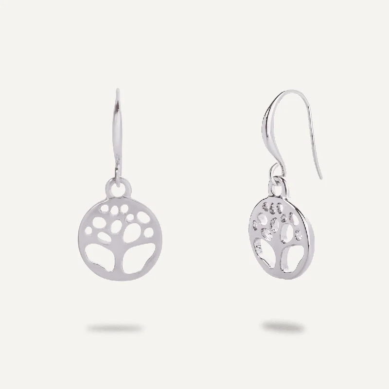 Emily Tree of Life Drop Earrings In Silver-Tone