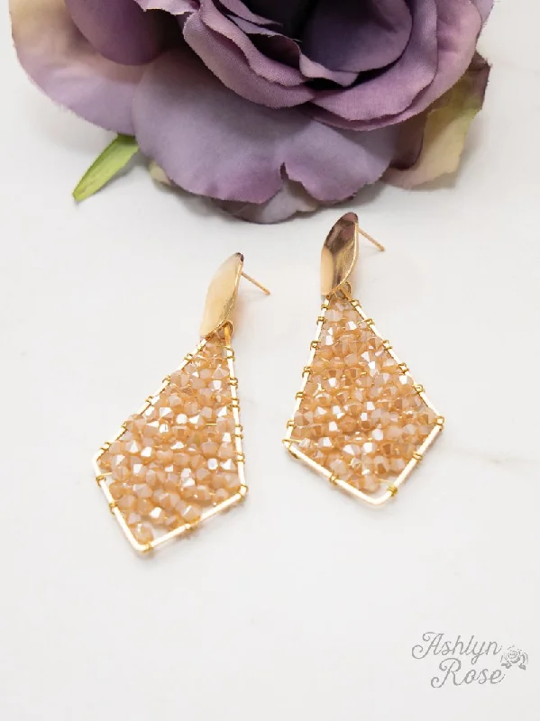 Evening Allure Drop Earrings, Iridescent Beige