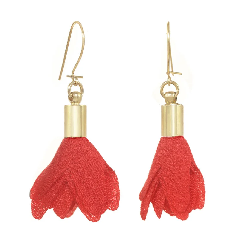 Fabric Floral Drop Earrings