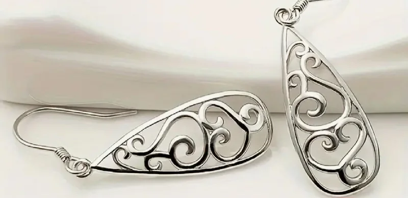 Sterling Silver Filigree Scroll Drop Drop Earrings